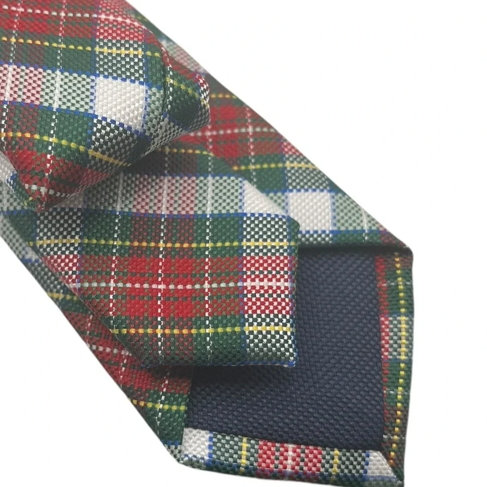 Tommy Hilfiger Holiday Tartan Tie Boys Red Multi‎ Bar Tack Keeper Loop Holiday